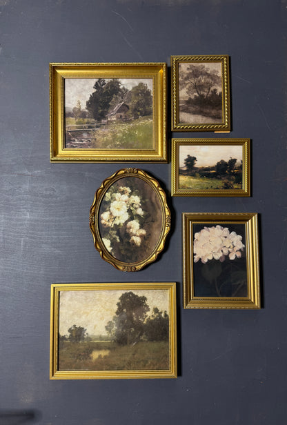 Vintage Dark-Themed Gallery Wall Set – Ornate Gold Gilt Frames