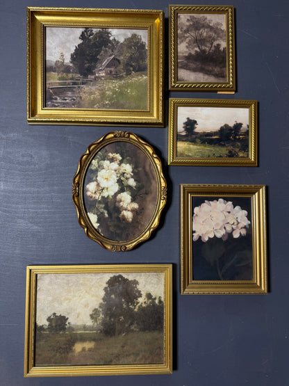 Vintage Dark-Themed Gallery Wall Set – Ornate Gold Gilt Frames