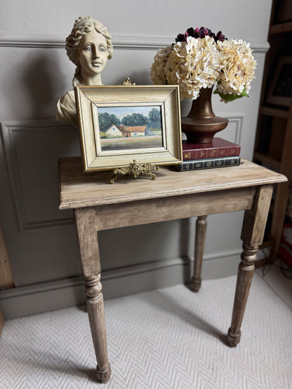 French Provincial Side Table - Distressed Whitewashed Accent Table