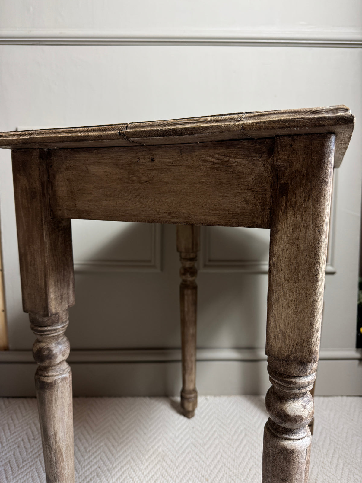 French Provincial Side Table - Distressed Whitewashed Accent Table