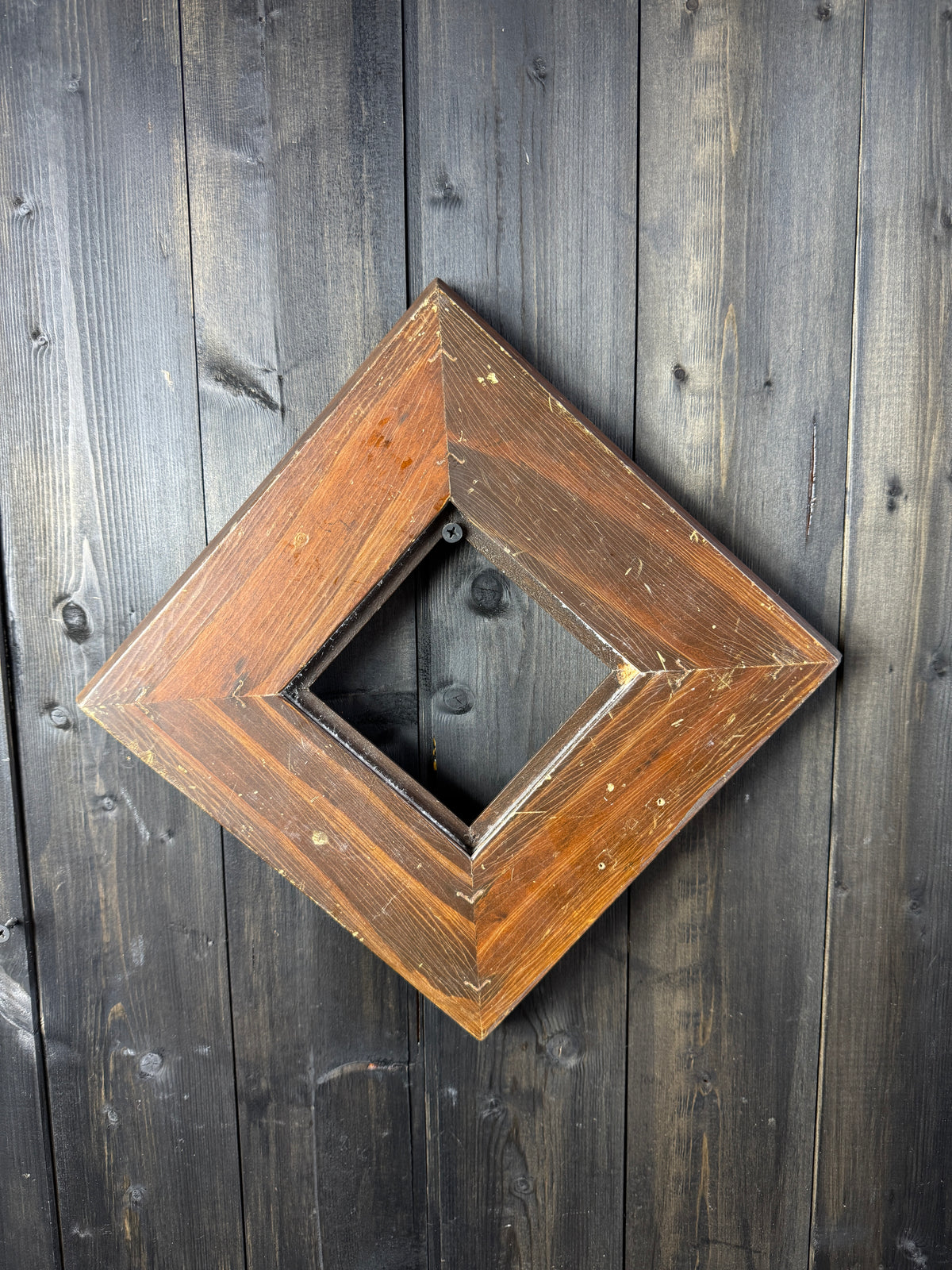 Vintage Folk Carved Wooden Frame – Rustic European Chip Carving