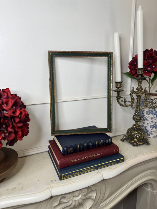 The Bellagio – Gilt Vintage Wooden Frame with Gold & Dark Green Trim