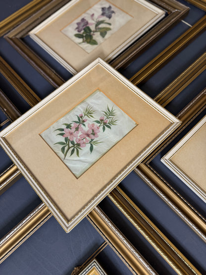 The Florentia Wall Story with Gold Gilt Frame Drop with Floral Textile Art Trio