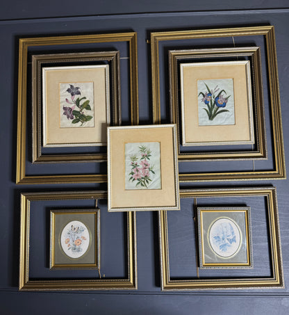 The Florentia Wall Story with Gold Gilt Frame Drop with Floral Textile Art Trio
