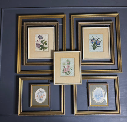 The Florentia Wall Story with Gold Gilt Frame Drop with Floral Textile Art Trio