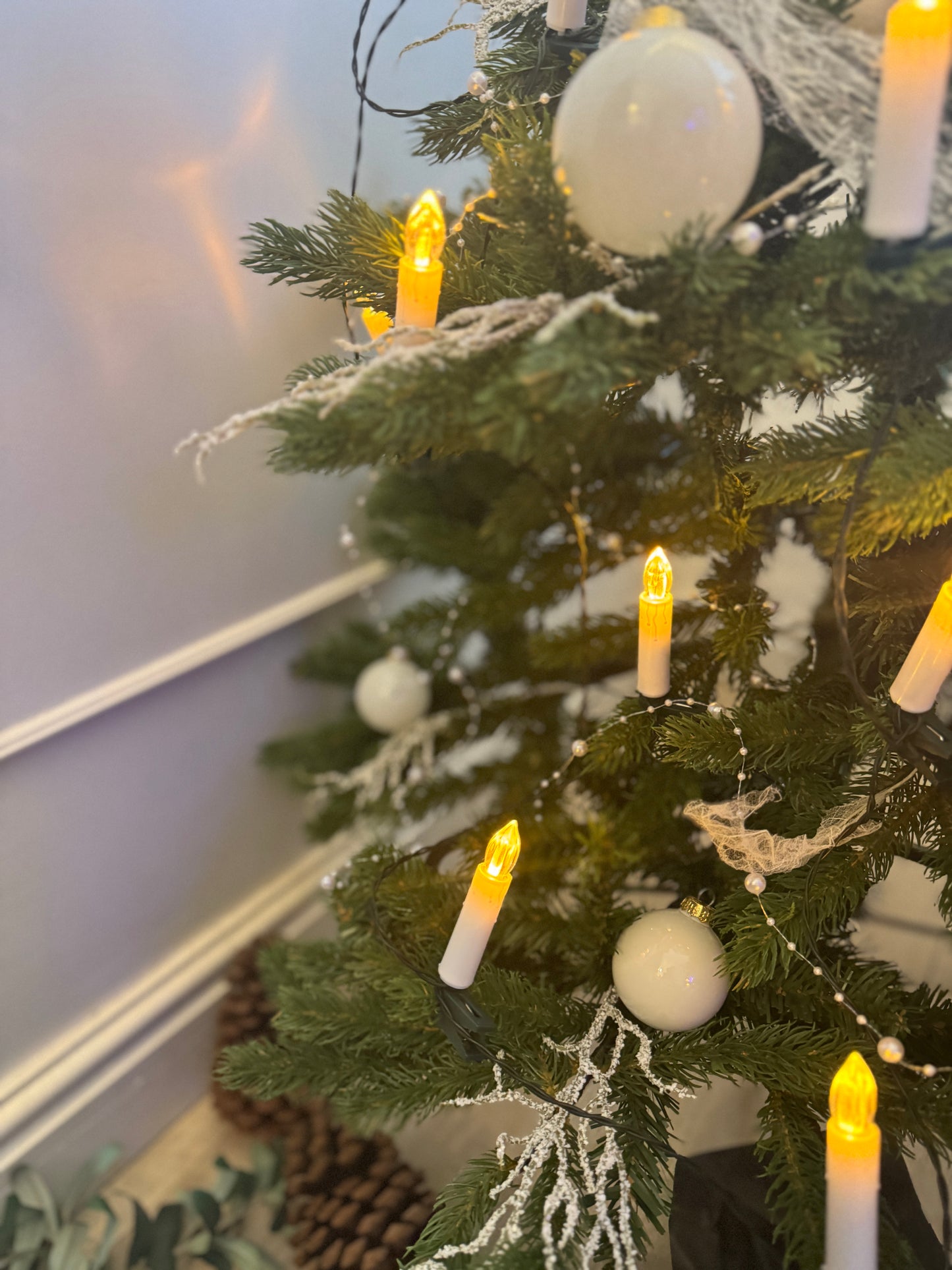 White & Off-White European Glass Christmas Baubles – Mixed Sizes, Set of 42