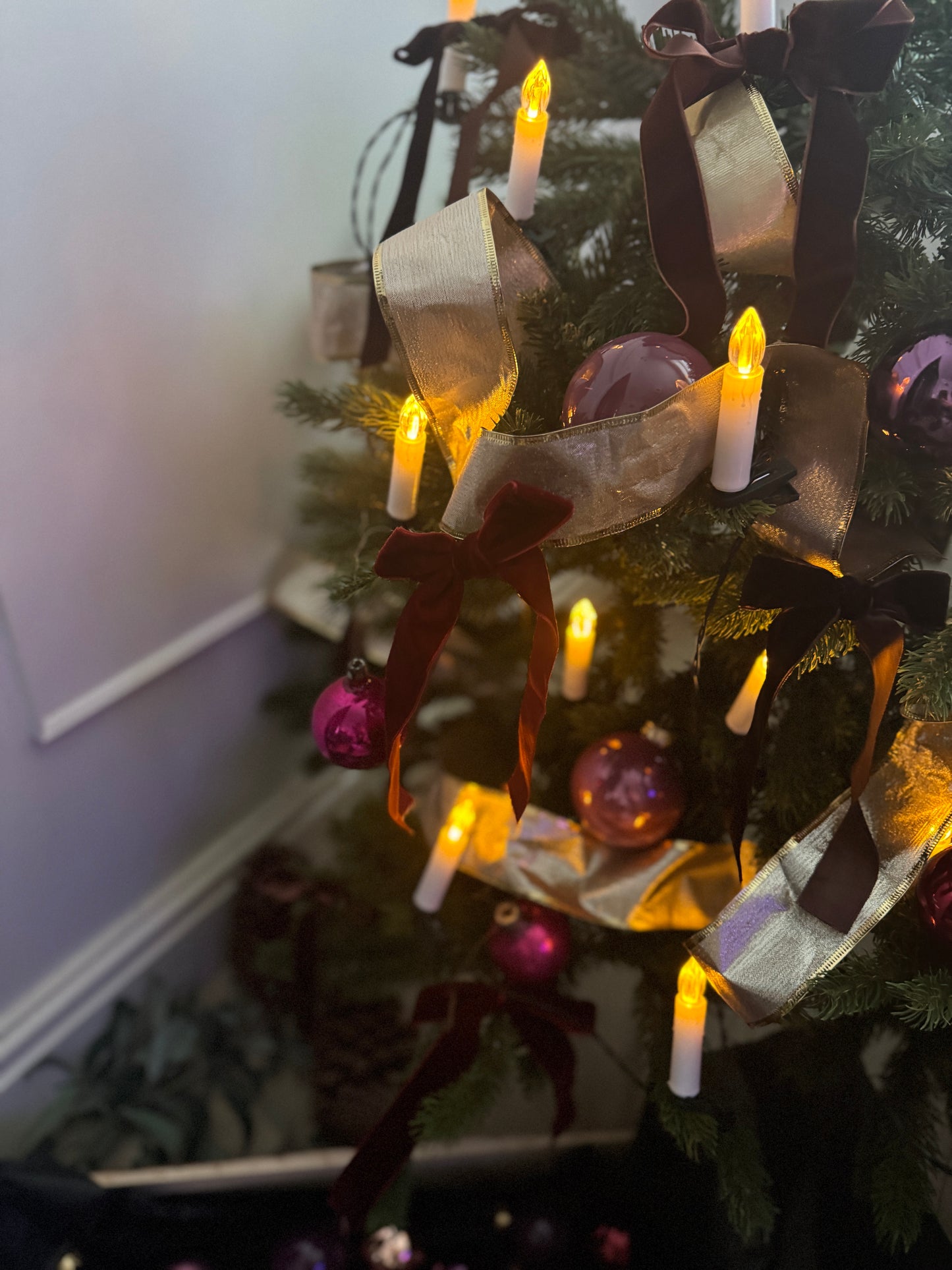 Purple European Glass Christmas Baubles – Mixed Sizes, Set of 36