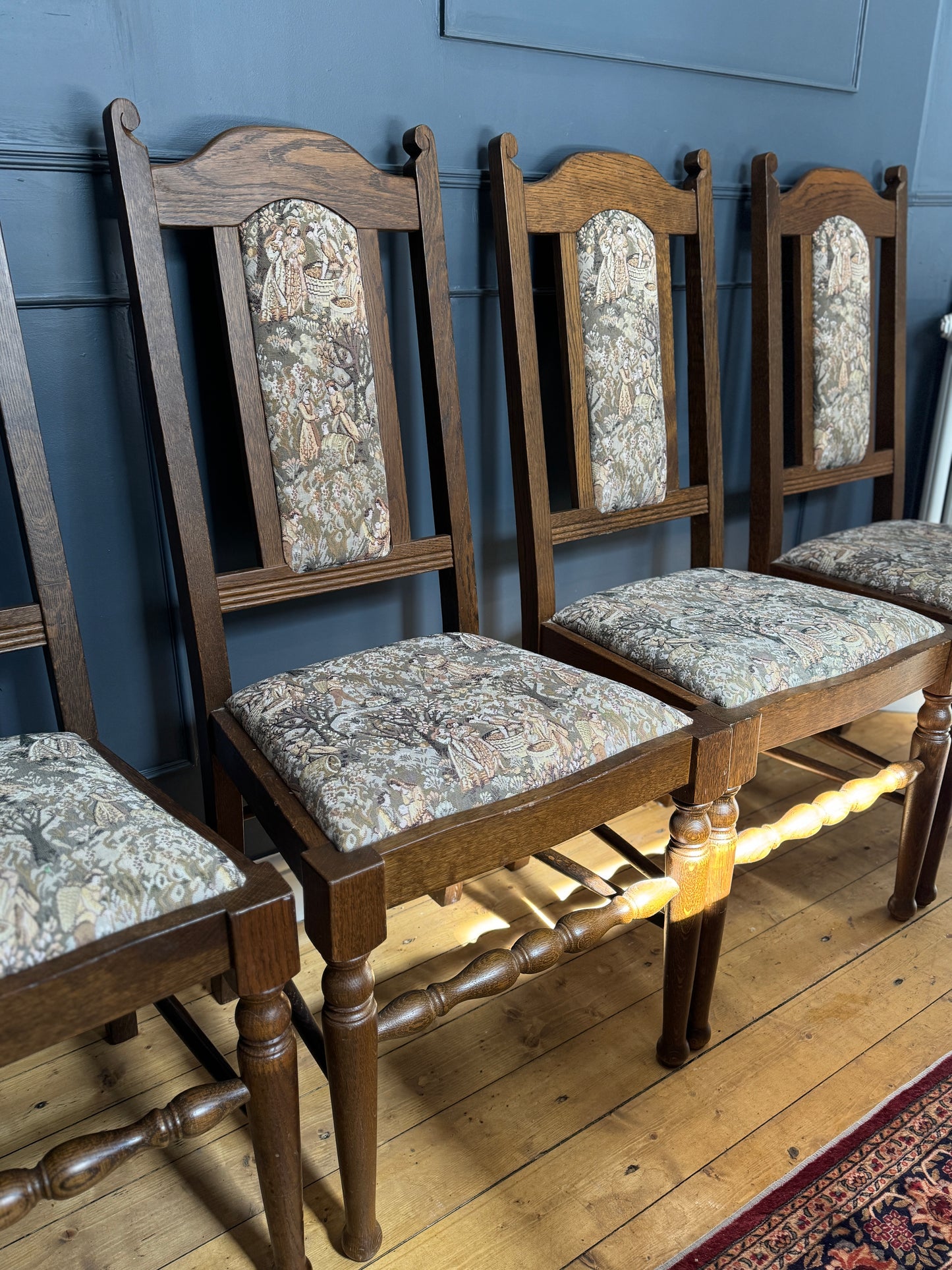 Vintage Tapestry Matching Dining Chairs ( x 4 )