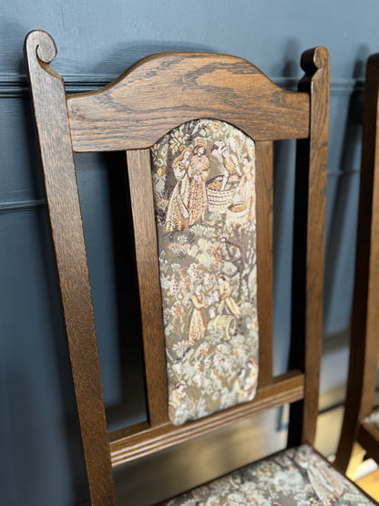Vintage Tapestry Matching Dining Chairs ( x 4 )