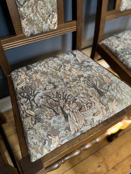 Vintage Tapestry Matching Dining Chairs ( x 4 )