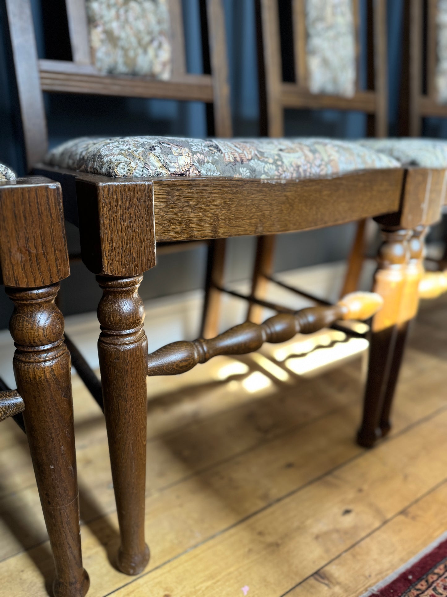 Vintage Tapestry Matching Dining Chairs ( x 4 )