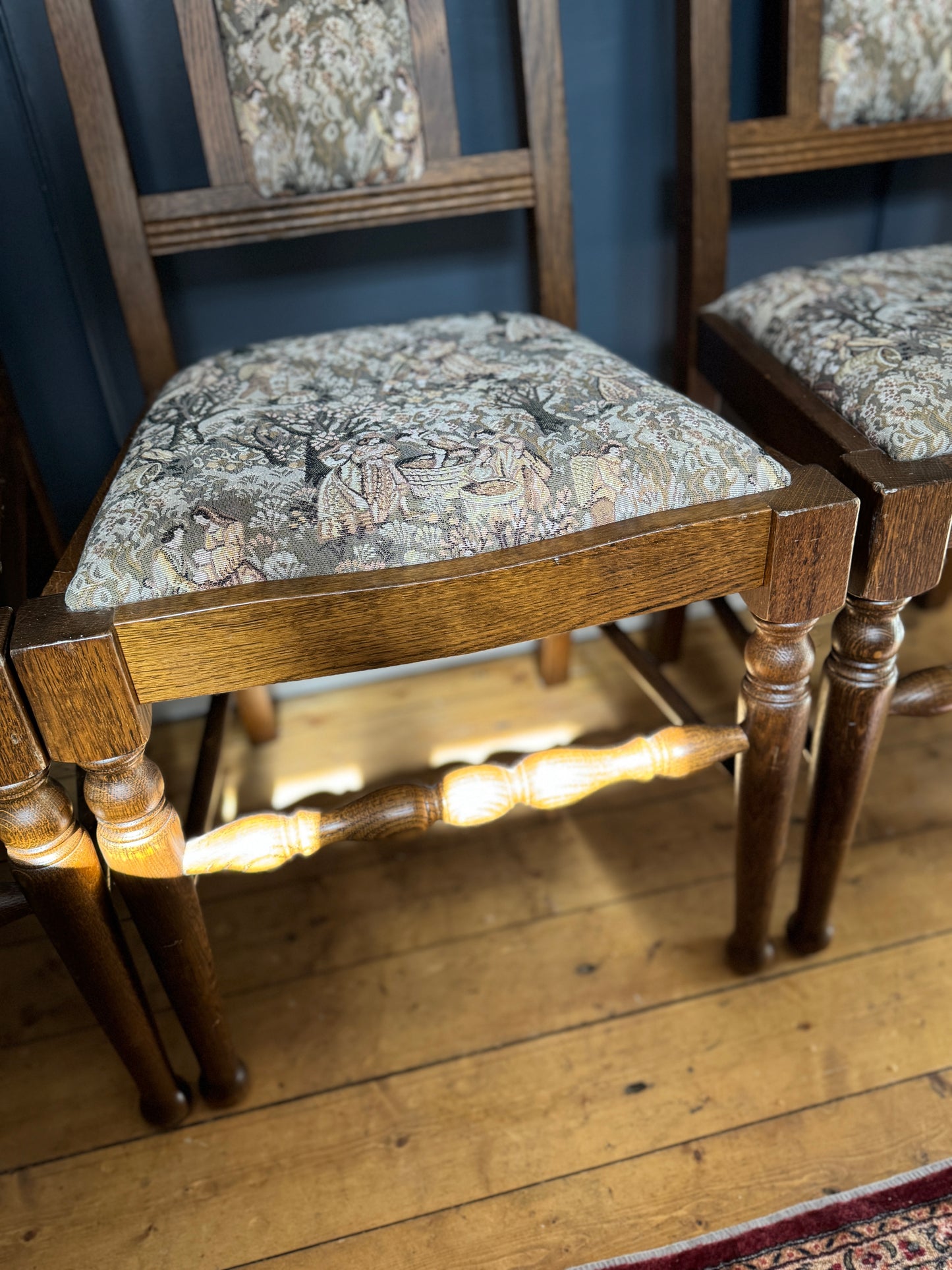 Vintage Tapestry Matching Dining Chairs ( x 4 )