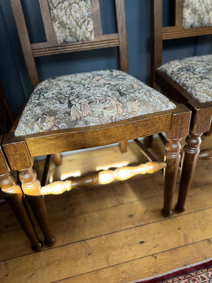 Vintage Tapestry Matching Dining Chairs ( x 4 )