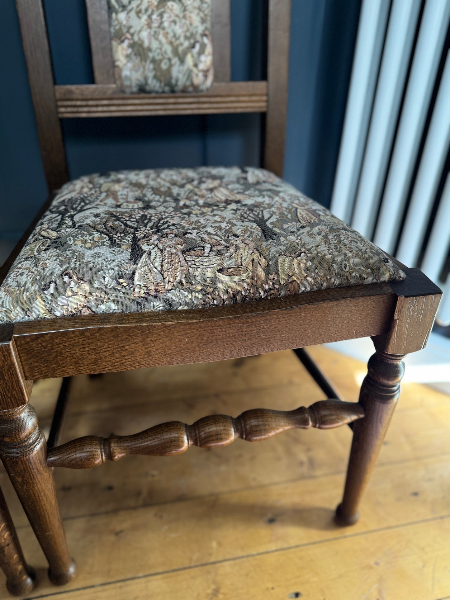 Vintage Tapestry Matching Dining Chairs ( x 4 )