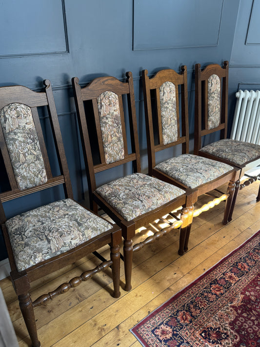 Vintage Tapestry Matching Dining Chairs ( x 4 )