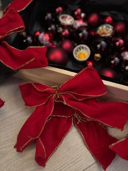 Red European Glass Christmas Baubles – Mixed Sizes , Retro , 39 Pieces
