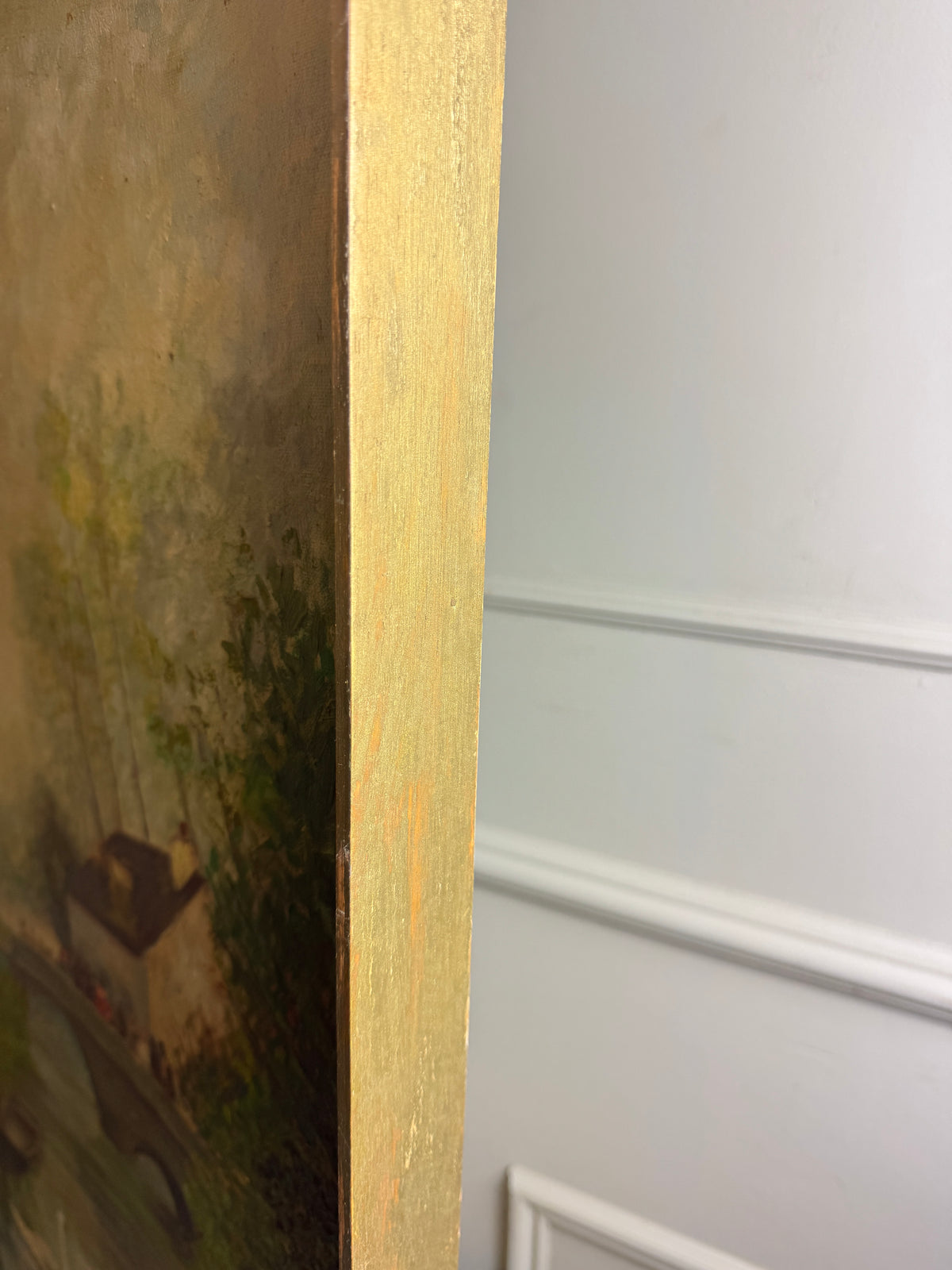 Swans by the Boathouse – Original Oil Painting by H. Hutchings, 1970