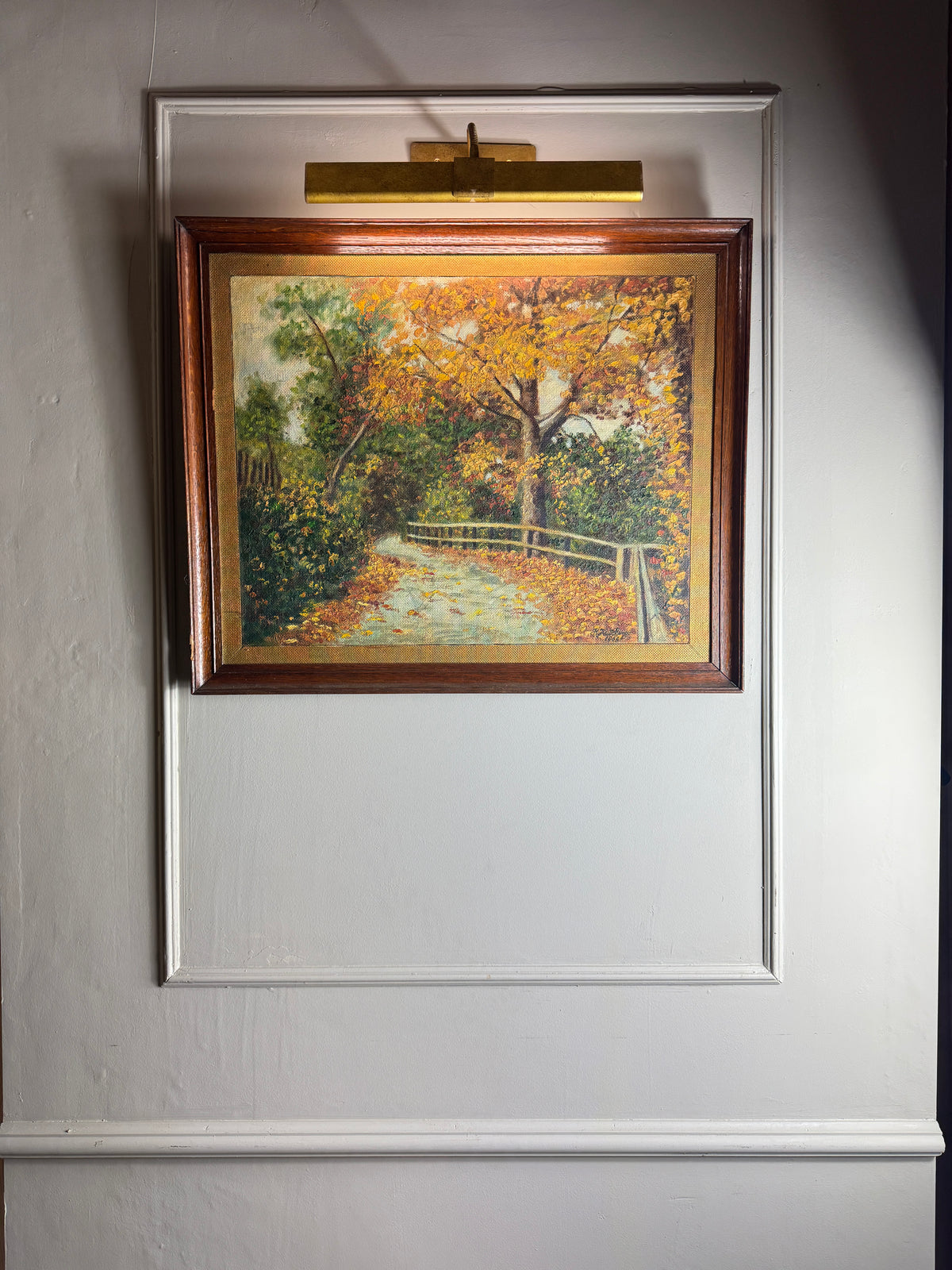 The Autumn Country Lane – Original Oil Painting by H. Hutchings, 1988