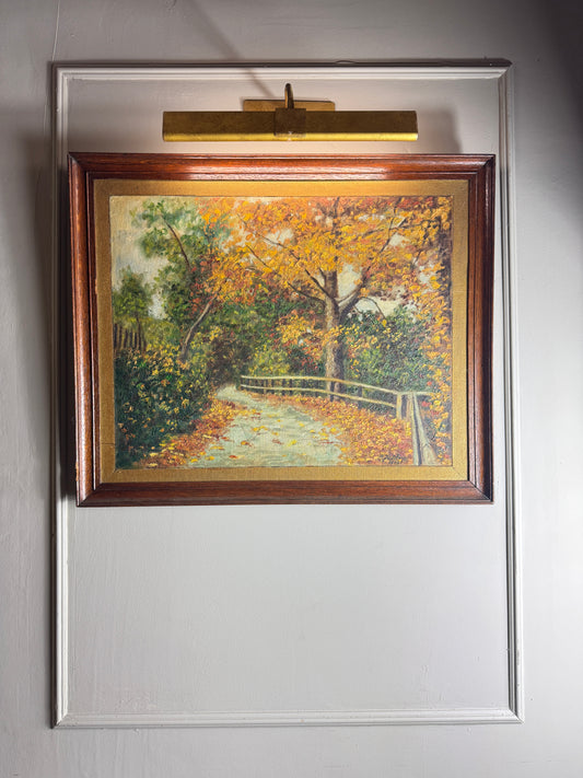 The Autumn Country Lane – Original Oil Painting by H. Hutchings, 1988