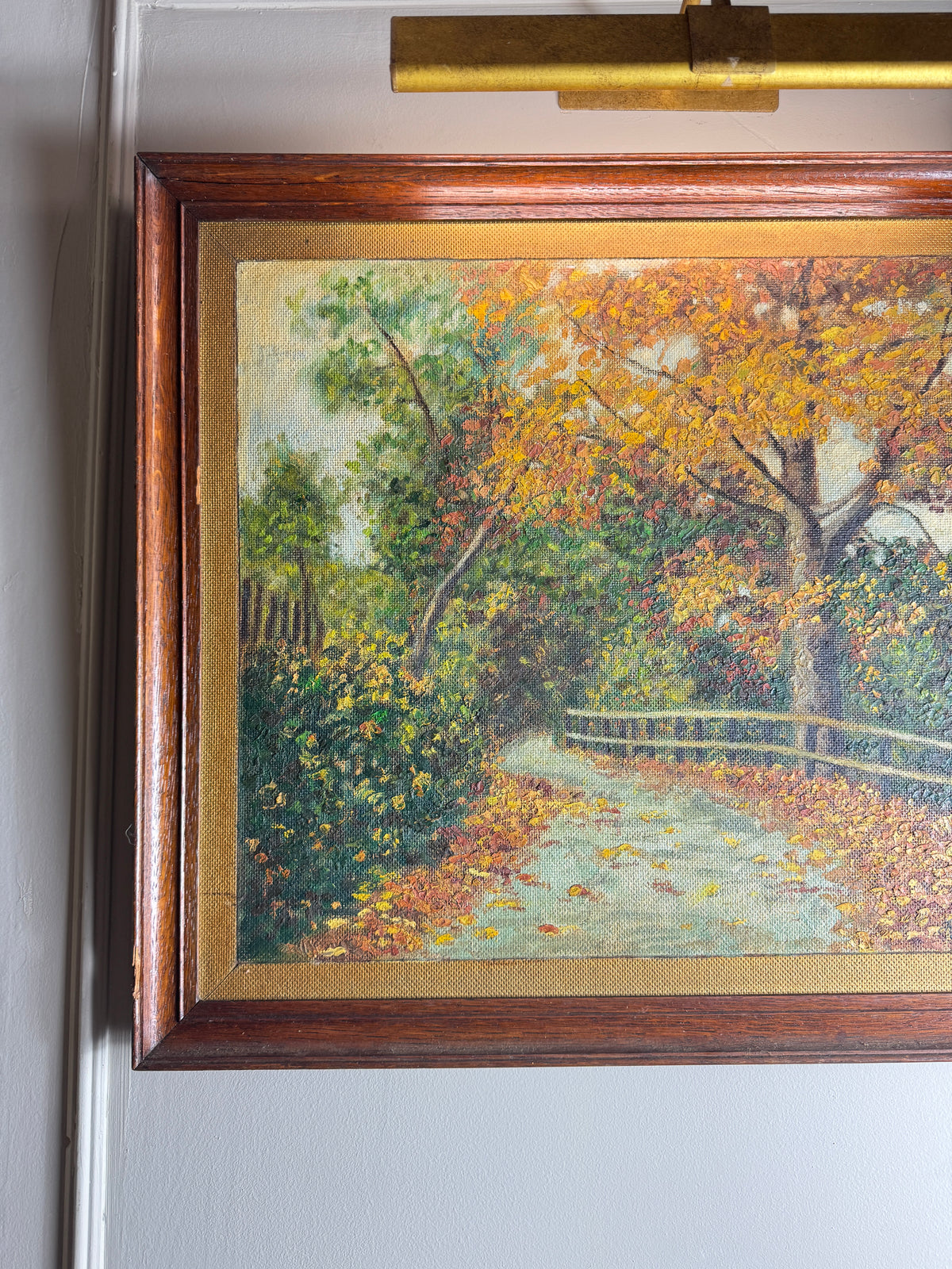 The Autumn Country Lane – Original Oil Painting by H. Hutchings, 1988