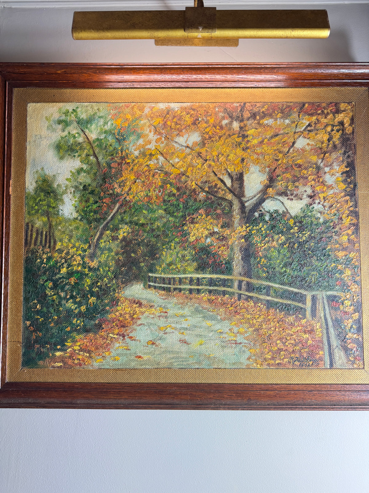 The Autumn Country Lane – Original Oil Painting by H. Hutchings, 1988