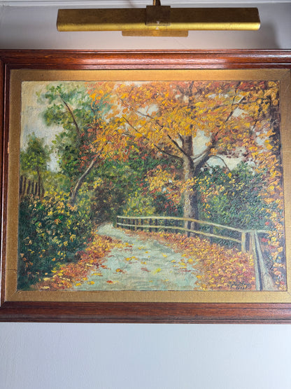 The Autumn Country Lane – Original Oil Painting by H. Hutchings, 1988