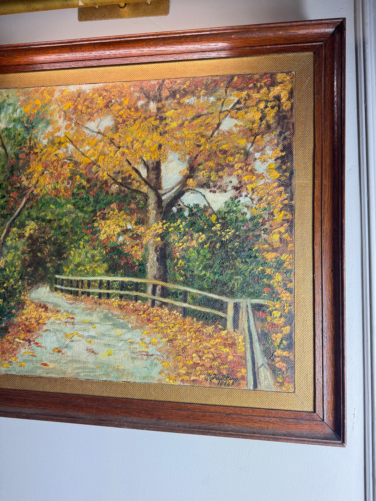 The Autumn Country Lane – Original Oil Painting by H. Hutchings, 1988
