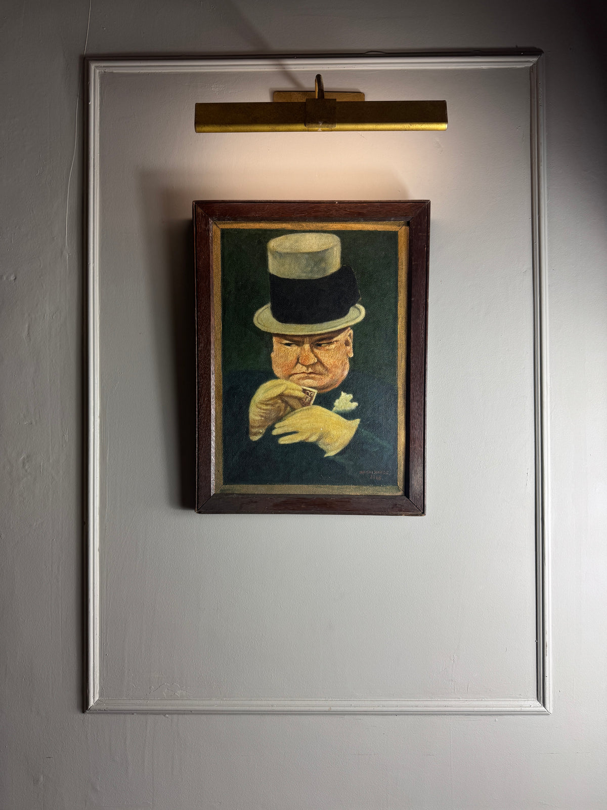 W.C. Fields – Characteristic Poker-Face Pose | 1945 Oil by H. Hutchings