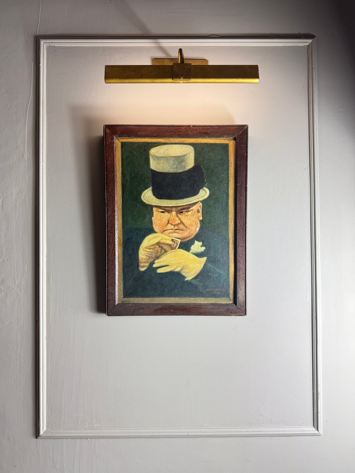 W.C. Fields – Characteristic Poker-Face Pose | 1945 Oil by H. Hutchings