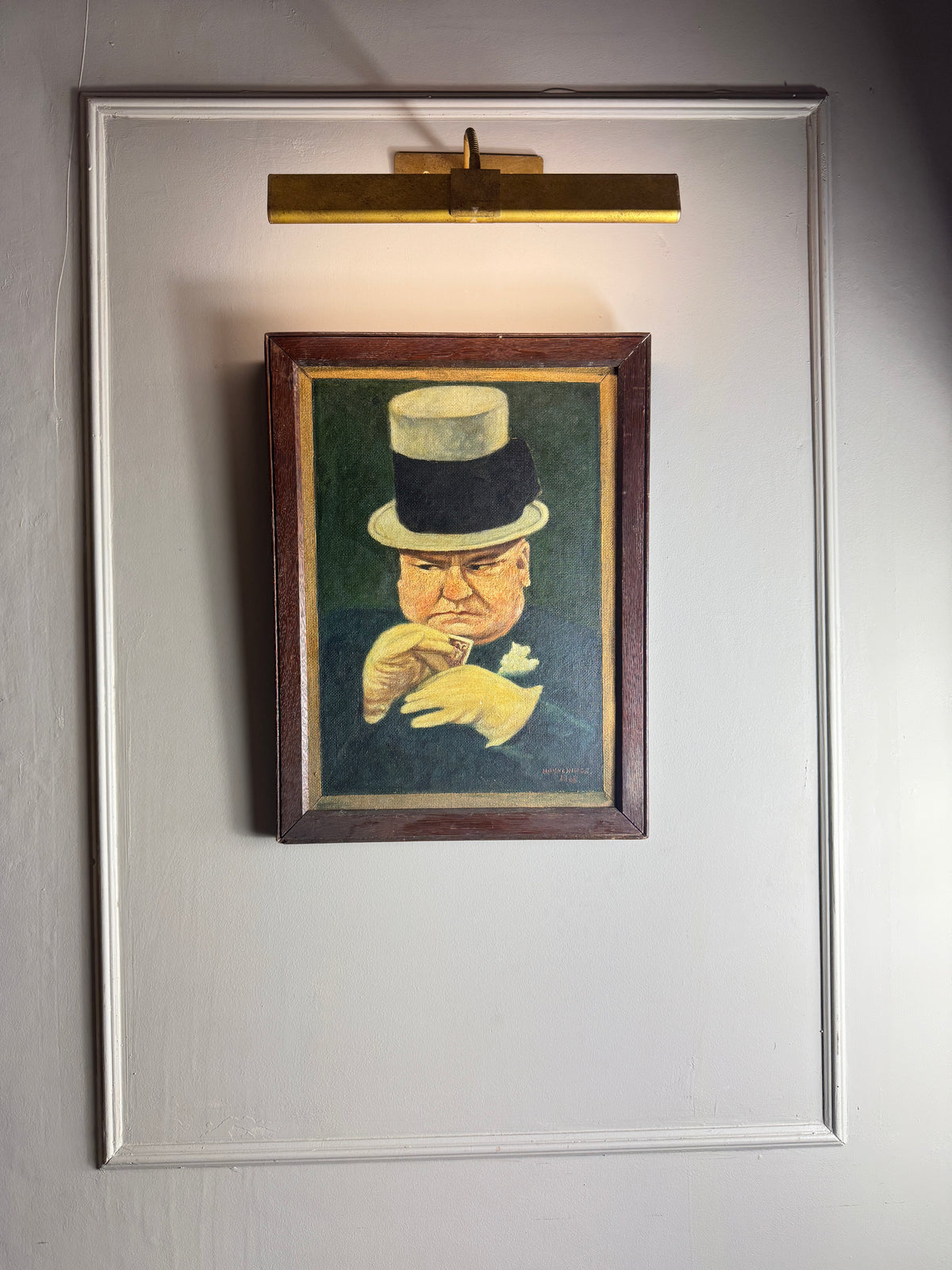 W.C. Fields – Characteristic Poker-Face Pose | 1945 Oil by H. Hutchings