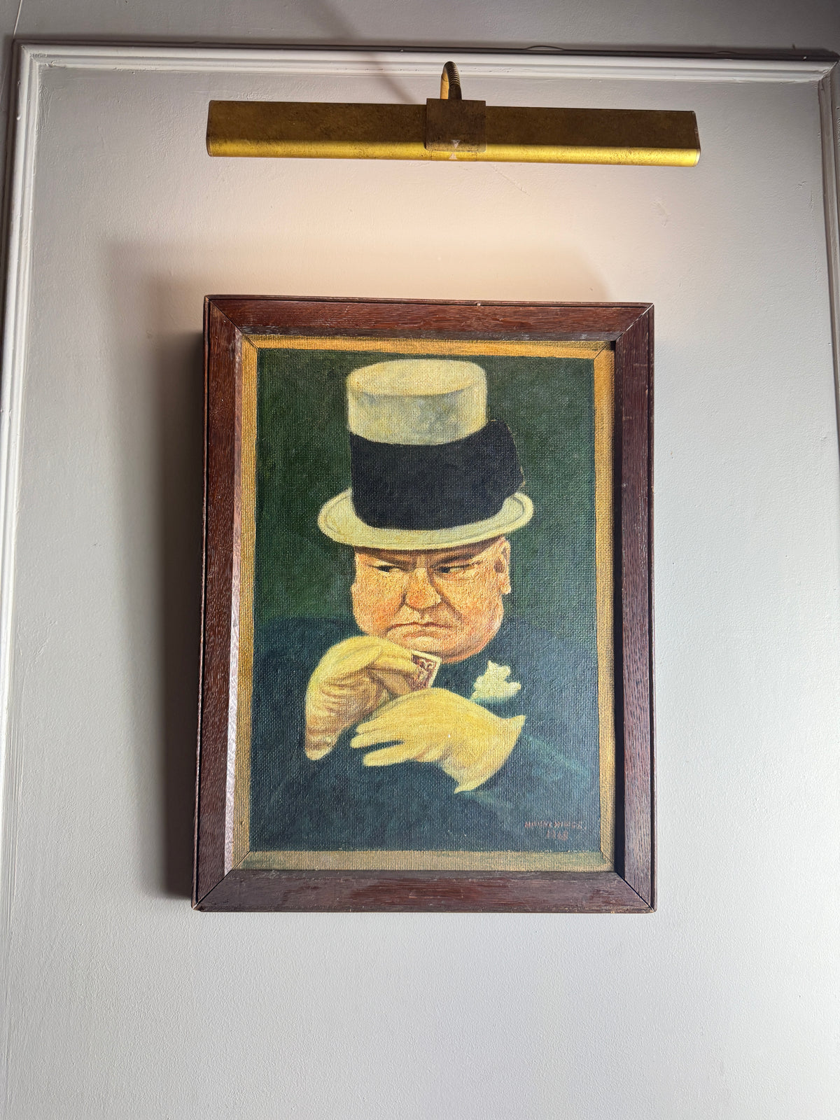 W.C. Fields – Characteristic Poker-Face Pose | 1945 Oil by H. Hutchings