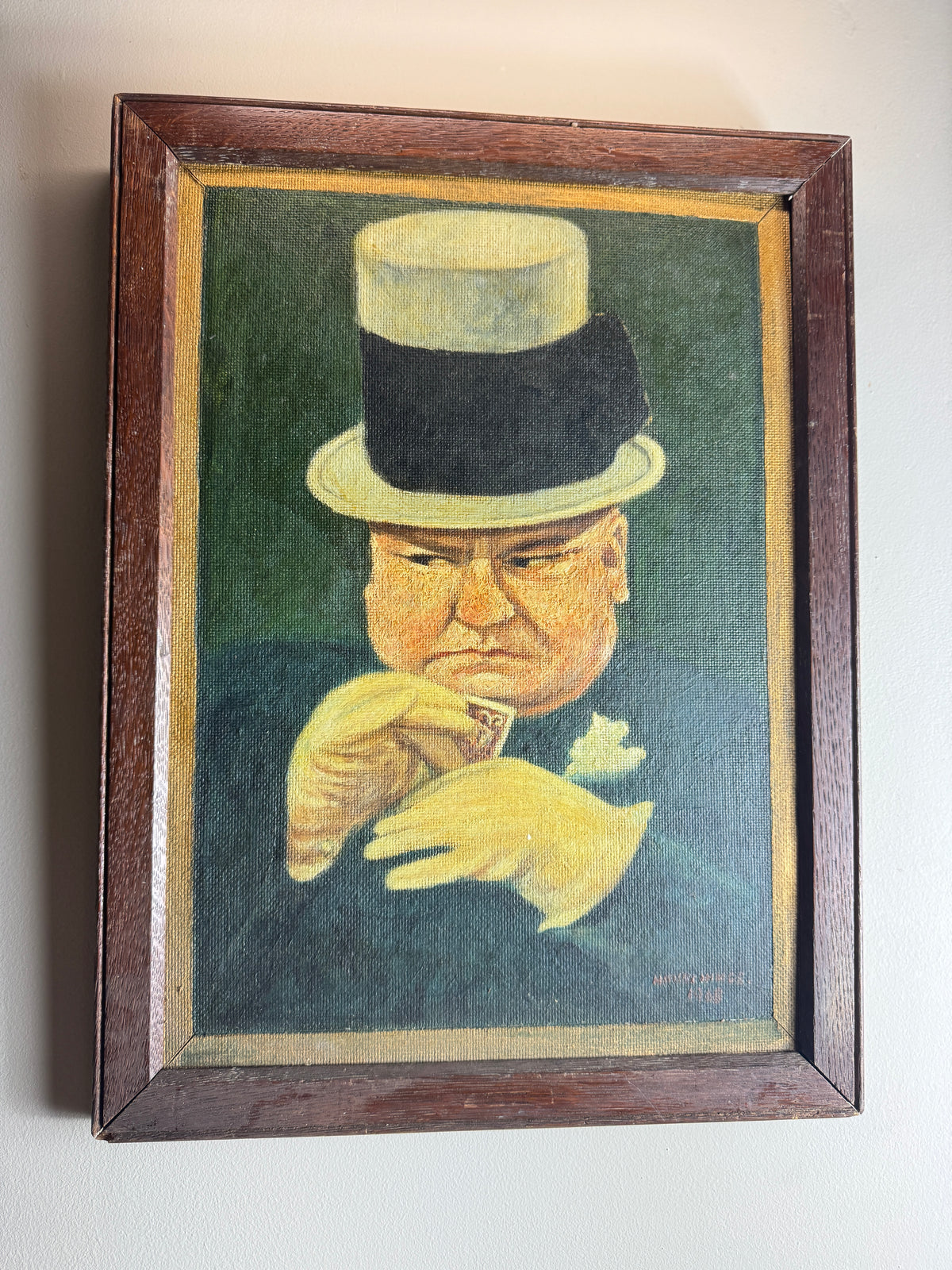 W.C. Fields – Characteristic Poker-Face Pose | 1945 Oil by H. Hutchings