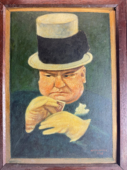 W.C. Fields – Characteristic Poker-Face Pose | 1945 Oil by H. Hutchings