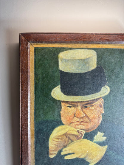 W.C. Fields – Characteristic Poker-Face Pose | 1945 Oil by H. Hutchings