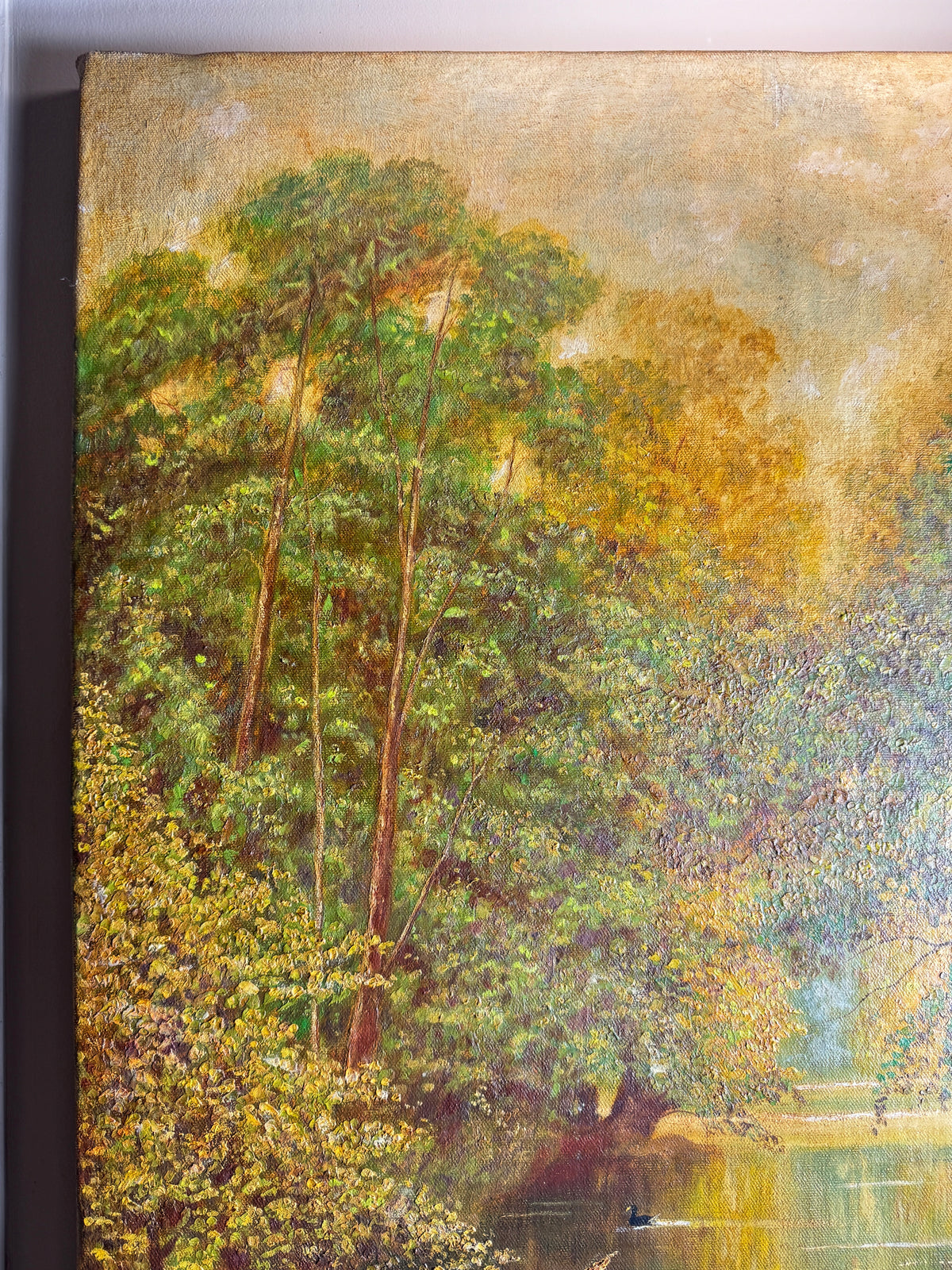 A Peaceful Afternoon by the Water – Original Oil Painting by H. Hutchings, 1958