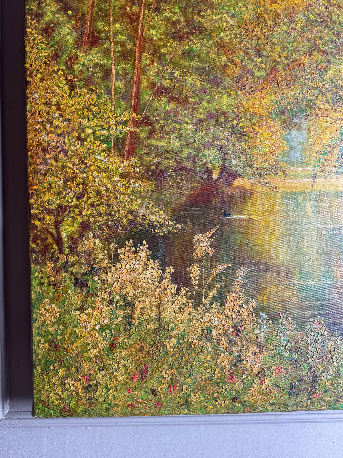 A Peaceful Afternoon by the Water – Original Oil Painting by H. Hutchings, 1958