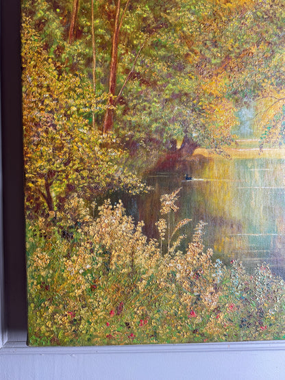 A Peaceful Afternoon by the Water – Original Oil Painting by H. Hutchings, 1958