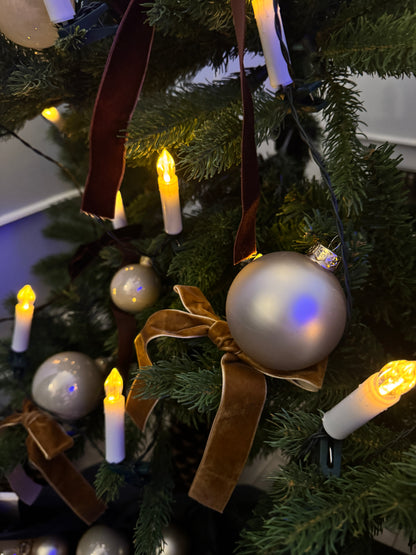 Beige European Glass Christmas Baubles – Mixed Sizes, Set of 42