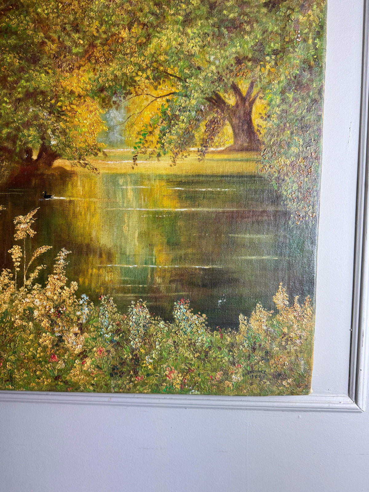 A Peaceful Afternoon by the Water – Original Oil Painting by H. Hutchings, 1958
