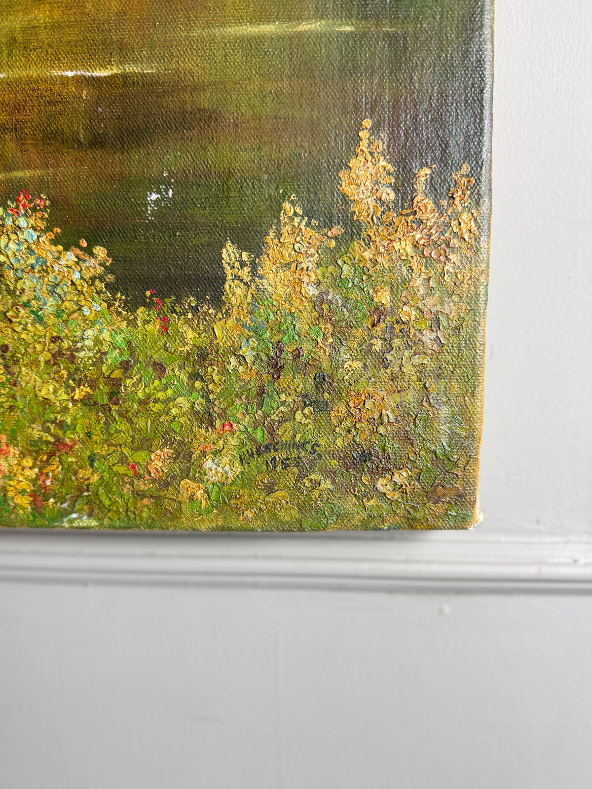A Peaceful Afternoon by the Water – Original Oil Painting by H. Hutchings, 1958