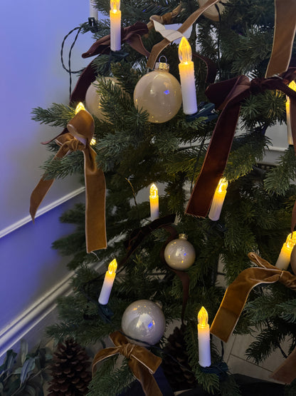 Beige European Glass Christmas Baubles – Mixed Sizes, Set of 42