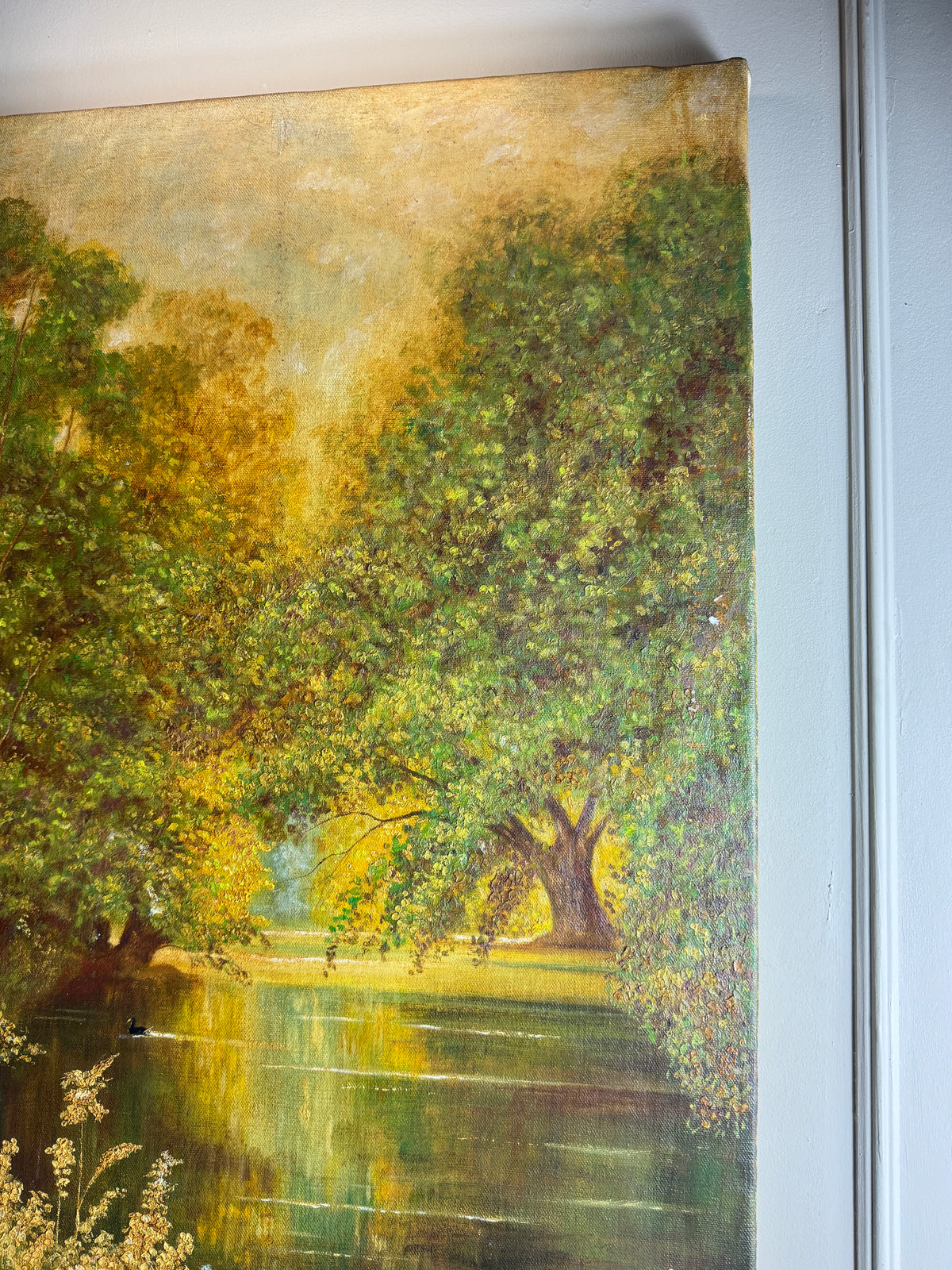 A Peaceful Afternoon by the Water – Original Oil Painting by H. Hutchings, 1958