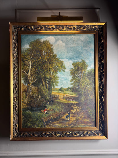 1974 Homage Oil byH. Hutchings after “The Cornfield” by John Constable