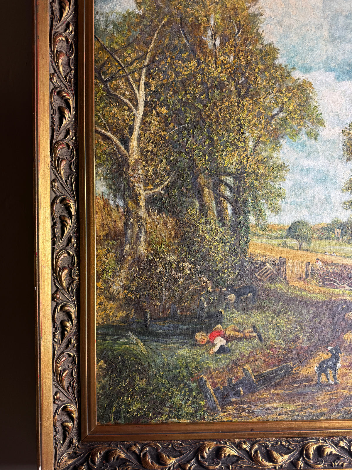 1974 Homage Oil byH. Hutchings after “The Cornfield” by John Constable