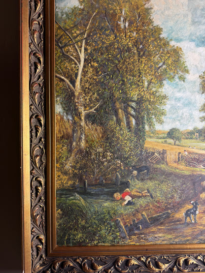 1974 Homage Oil byH. Hutchings after “The Cornfield” by John Constable