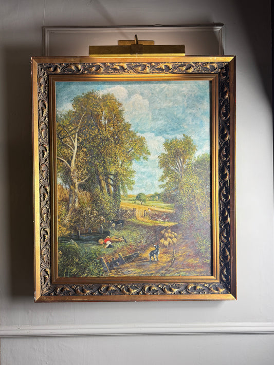 1974 Homage Oil byH. Hutchings after “The Cornfield” by John Constable