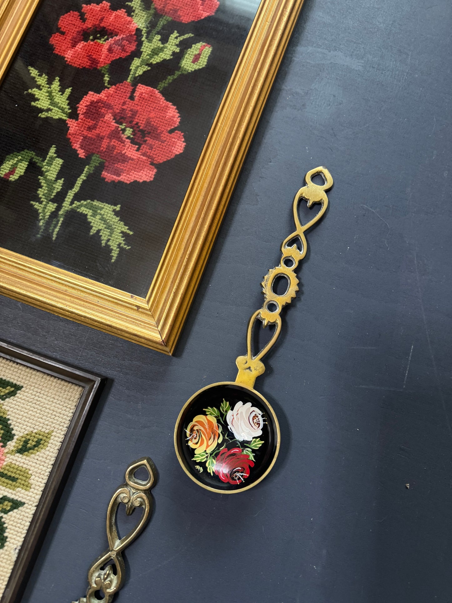 The Rose Parlour Vintage Gallery Wall Set : Brass Spoons , Embroidery