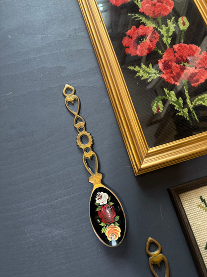 The Rose Parlour Vintage Gallery Wall Set : Brass Spoons , Embroidery