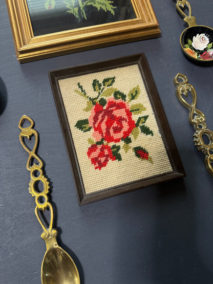 The Rose Parlour Vintage Gallery Wall Set : Brass Spoons , Embroidery