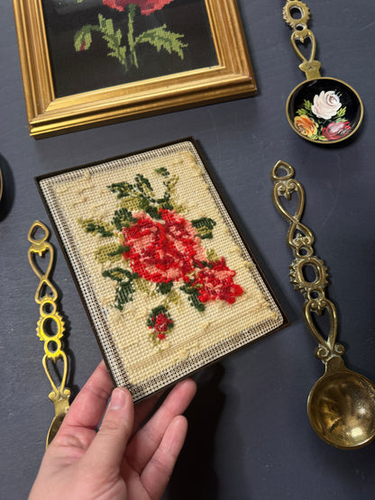 The Rose Parlour Vintage Gallery Wall Set : Brass Spoons , Embroidery